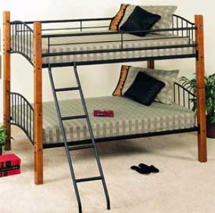 Cuntry Pine & Iron Twin-twin Bunk Bed