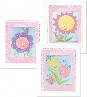Friendly Flowers Framed Canvas