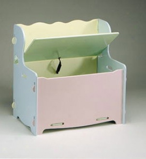 Personalized Pastel Wooden Toy Box Bench