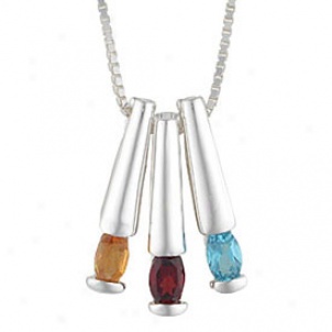 Silver Birthstone Stack Pendants