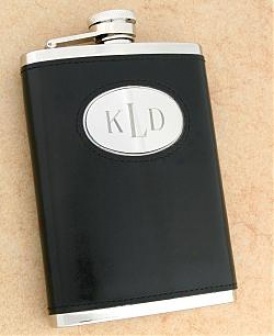Leather Flask With Monogrammee Medallion