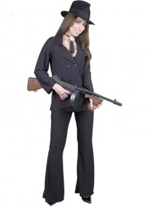 Adult Black Gangster Moll Suit Costume