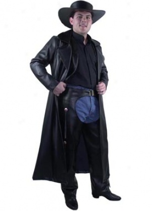 Adult Black Pleather Duster Costume
