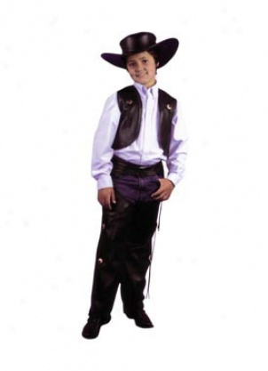 Child Brown Cowboy Chaps & Vest Costume
