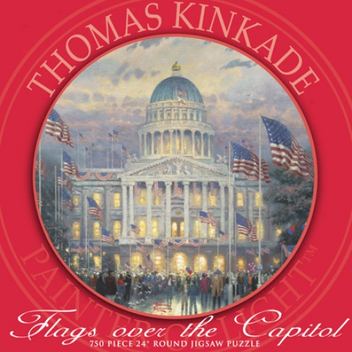 Thomask Kinkade Round - Flags Over The Capitol 750pc