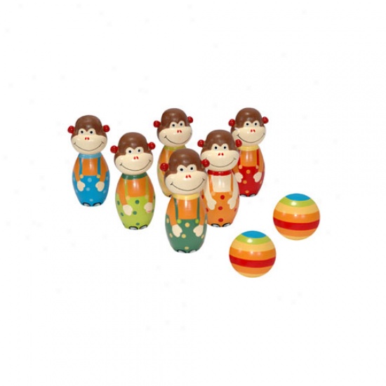Woode nonkey Bowling Set