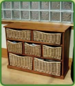 7 Drawer Wicker Unit
