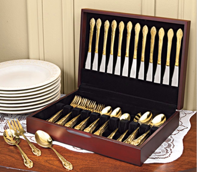 Adaline 65-pc. Gold Flatware With Bonus Chest