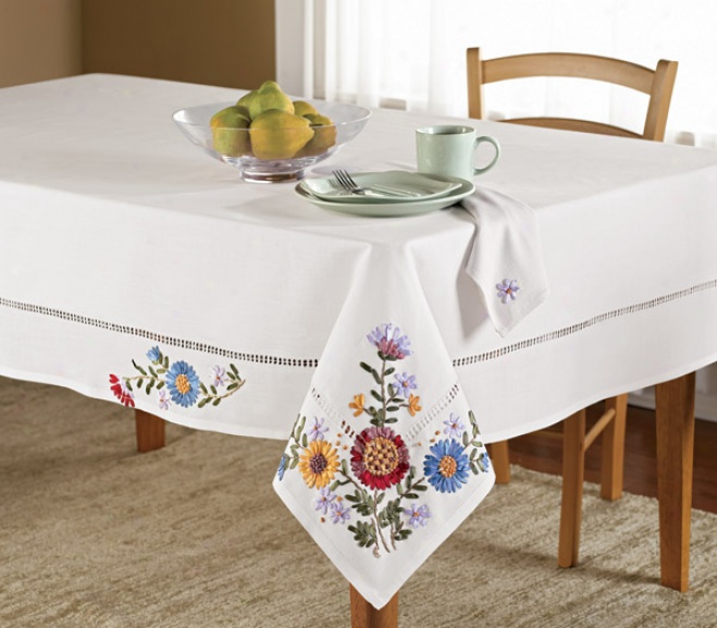 Ribbon Flowers Tablecloth
