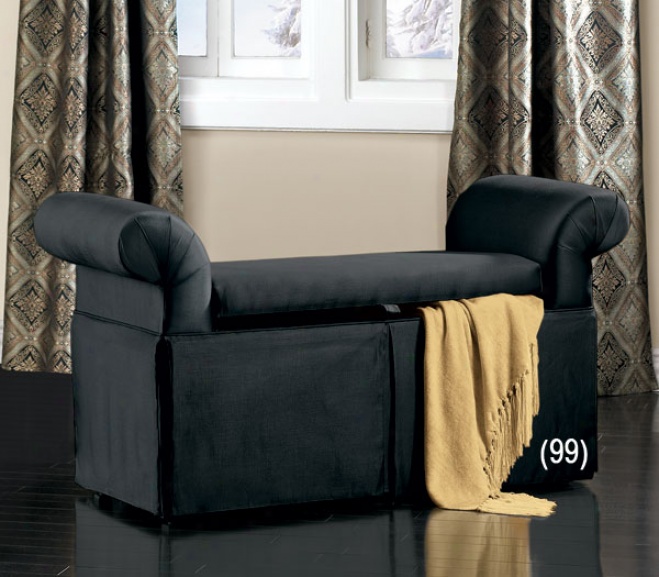 Skirted Roll Arm Storage Bench