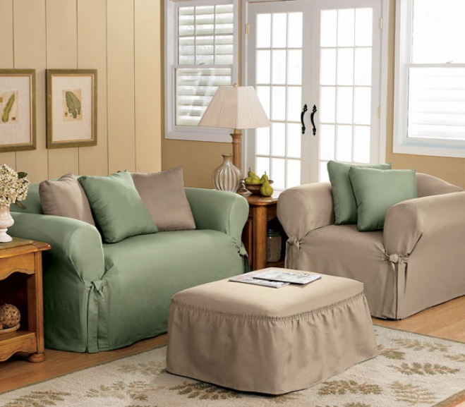 Solid, Striped And Floral Cotton Duck Slipcovers & Accessories Solid Slipcoers