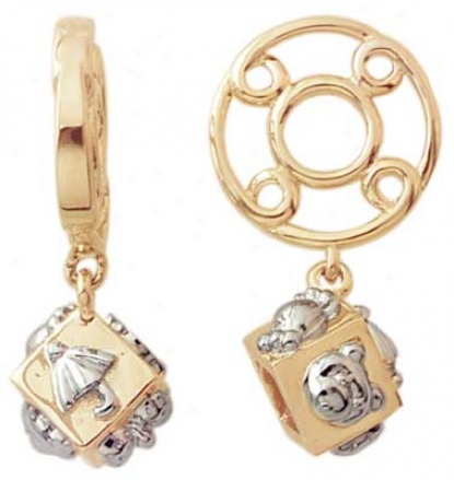14k Gold Storywheel With Baby Cube Dangle