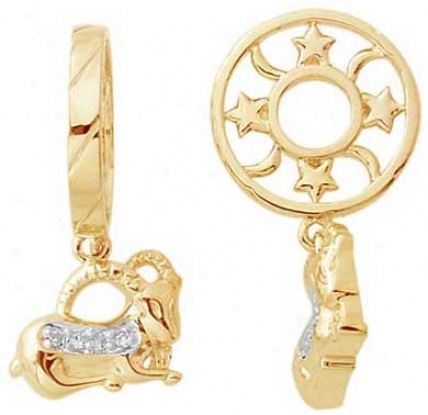14k Gold Storywheel With Capricorn Dangle