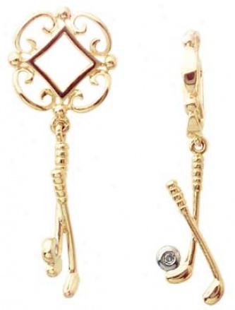 14k Gold Storywheel With Diamond Golf Club Dangle