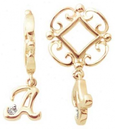 14k Gold Storywheel With Initial A Dangle