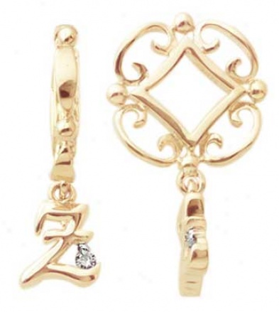 14k Gold Storywheel Wit hInitial Z Dangle