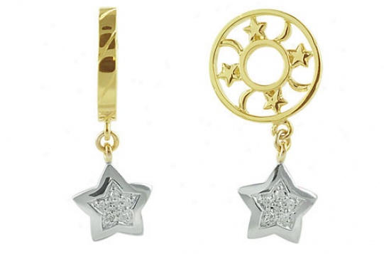 14k Two-tone Wheel With Diamond Star Dangle