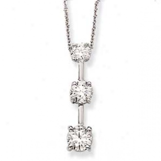 14k White Gold 3-stone Diamond Necklace