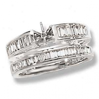14k White Gold Baguette Diamond Channel Set Wedding Set