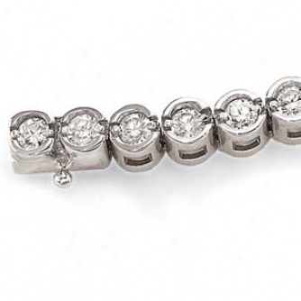 14k White Gold Bezel Set Diamond Bracelet