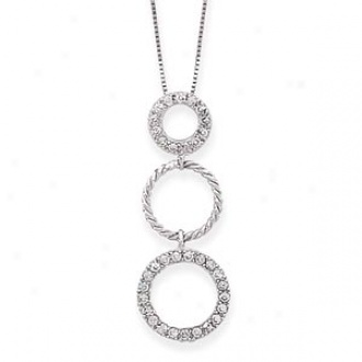 14k White Gold Circumference Drop Necklace