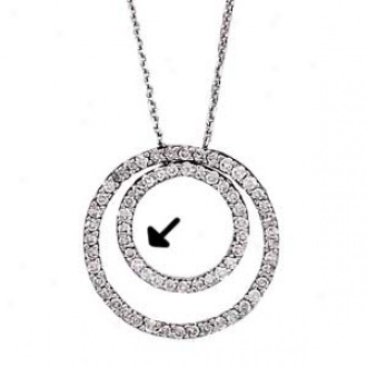 14k White Gold Diamond Circle Pendant