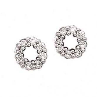 14k White Gold Diamond Circle Of Love Earrings