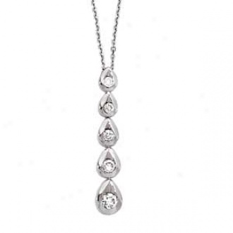 14k White Gold Diamond Journey Pendant Necklace