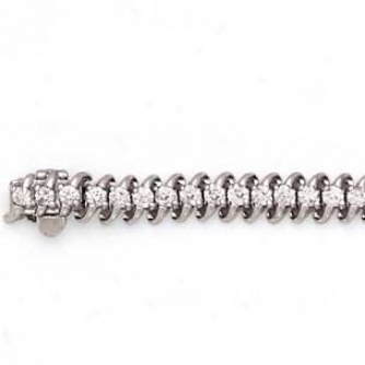 14k White Gold Diamond S-link Bracelet
