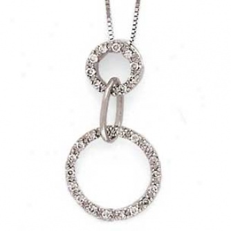 14k White Gold Double Circle Necklace