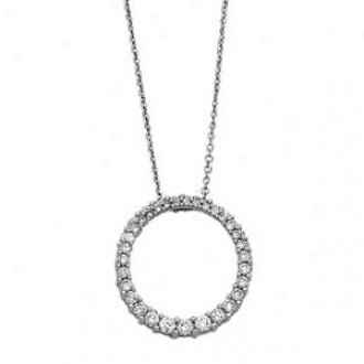 14k White Gold Graruated Circle Diamond Journey Necklace
