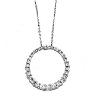 14k White Gold Graduated Circle Diamond Journey Necklace