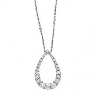 14k White Gold Graduated Diamond Tear Lower Journey Pendant