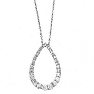 14k Wnite Gold Graduated Diamond Tear Distil Journey Penadnt