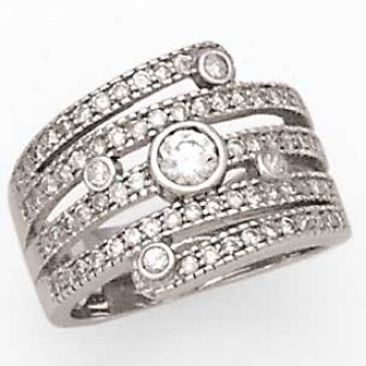 14k White Gold Ladies Righ5 Hand Ring