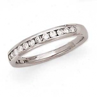 14k White Gold Engine Set Round Rhombus Band