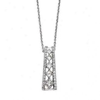 14k White Gold Princess Cut Diamond Journey LadderP endant