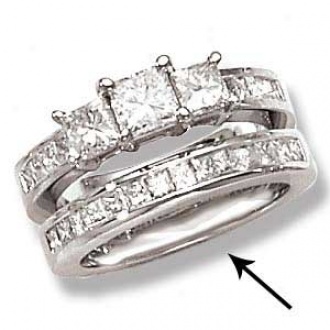 14k White Gold Princess Cut Diamond Wedding Band