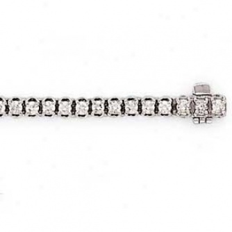 14k White Gold Round Diamond Bracelet