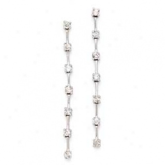 14k Of a ~ color Gold Round Diamond Dangle Earrings