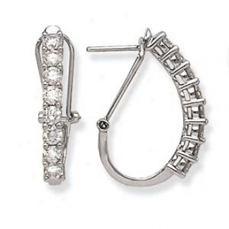 14k White Gold Round Diamond French Clip Earrings