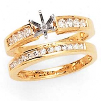 14k Yellow Gold Round Brilliant Bridal Set .60cttw