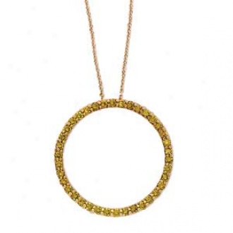 14k Yelloq Gold Golden Diamond Circle Of Love Necklace