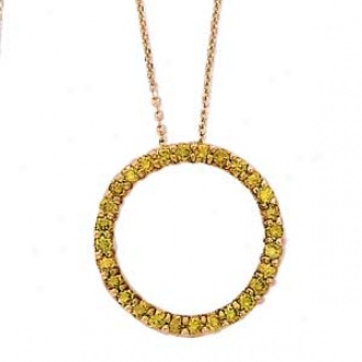 14k Yellow Gold Ysllow Diamnod Circle Of Love Necklace