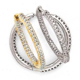 14ky Round Diamond In And Out Set Earrings