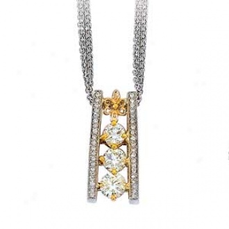 18k Two-tone Couture Diamond 3-stone Pendant