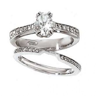 18k White Gold Couture Oval Diamond Marriage Set