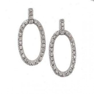 18k White Gold Couture Oval Diamond Post Earrings