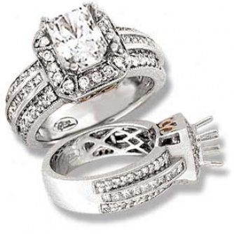 Couture Collection 18k White Gold Full And Princses Cut Diamond Ring