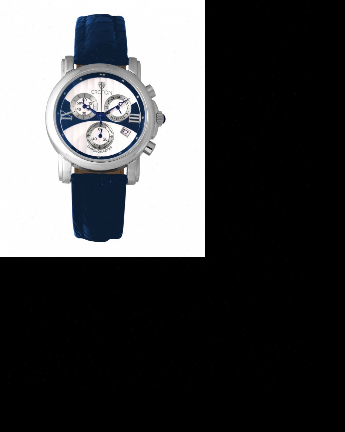 Croton Reserve Chronograph Watch With Blue Crocodile Leather Strap